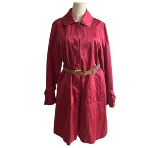 DKNY magenta pink satin trench coat size medium spring!